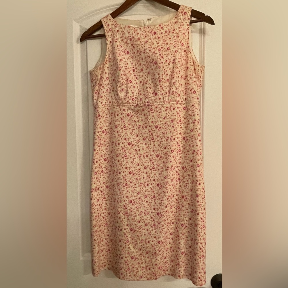 Talbots sleeveless pink and white floral dress size 2P